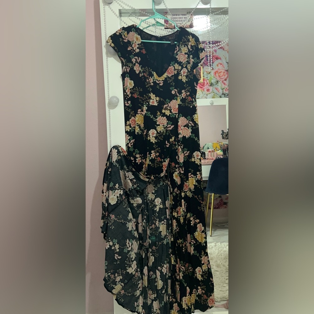 Black floral dress with built in shorts